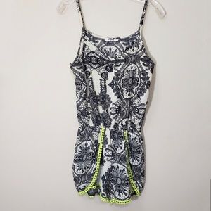 💋Boutique Black and White Romper with Neon💋